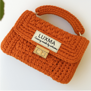 Red crochet bag